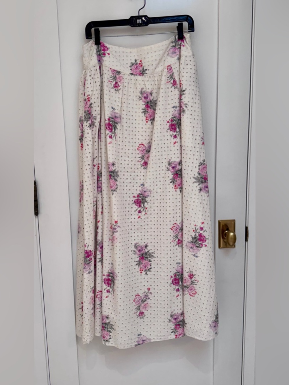 LoveShackFancy Cream Floral Maxi Skirt